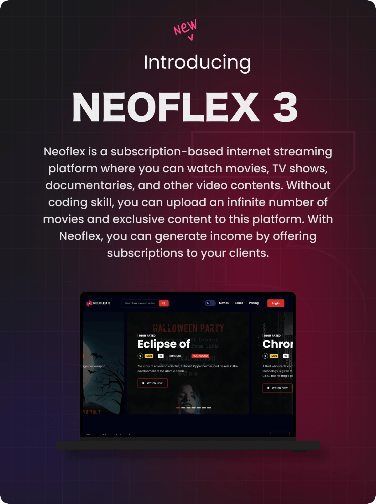 Neoflex 3 - Laravel Movie, Video, TV Series Streaming & Subscription Portal CMS - 2